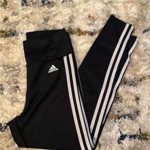 Adidas Kids Black and White Striped Leggings